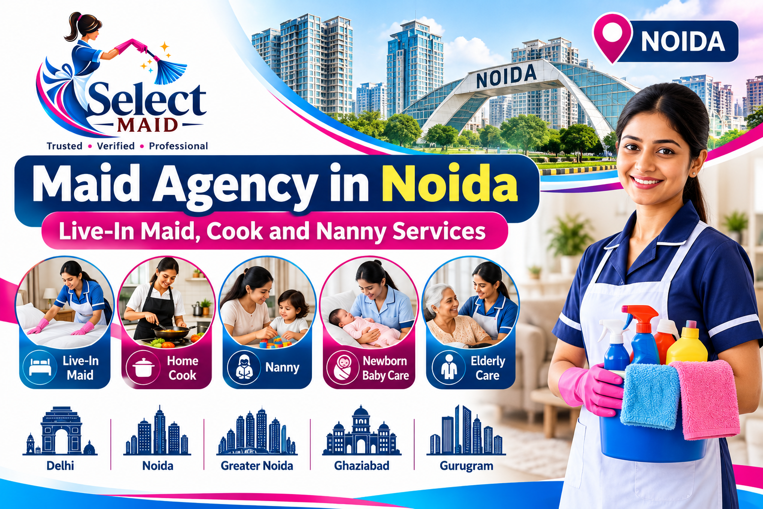 Maid Agency in Noida: Live-In Maid, Cook and Nanny Services